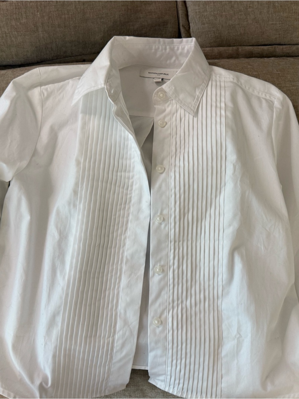 Banana Republic White Pleated Front Men's Dress Shirt